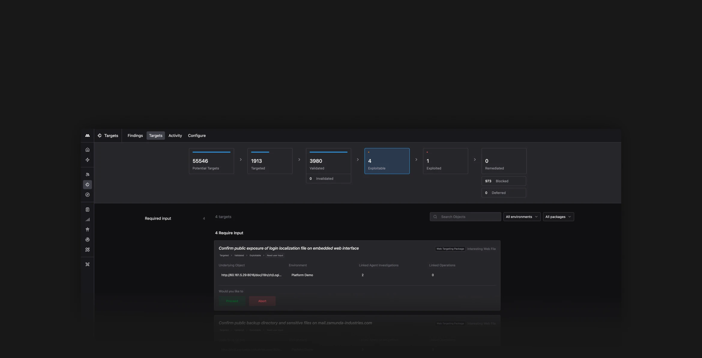 Bastion console showing continuously validated targets and exploitable paths